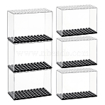 Rectangle Plastic Minifigure Display Case with Black Base, for Figures, Clear, 9.6x4.8x6.9cm(ODIS-WH0004-14)
