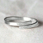 304 Stainless Steel Cuff Open Rings, Word Trust God, Stainless Steel Color, 18mm(WGA6A67-02)
