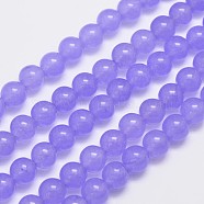 Natural & Dyed Malaysia Jade Bead Strands, Round, Medium Purple, 8mm, Hole: 1.0mm, about 48pcs/strand, 15 inch(G-A146-8mm-A19)