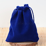 Velvet Pouches, Gift Bags, Rectangle, Dark Blue, 12x10cm(TP-UK0002-10x12-03)