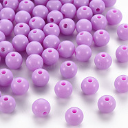 Opaque Acrylic Beads, Round, Violet, 8x7mm, Hole: 2mm, about 111pcs/500g(MACR-S370-C8mm-A03)