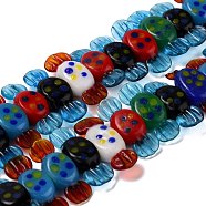 Handmade Lampwork Beads Strands, Candy, Colorful, 8~9x24~25.5x6.5mm, Hole: 2mm, about 40pcs/strand, 13.98 inch(35.5cm)(LAMP-I022-24)