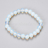 Synthetic Opalite Beaded Stretch Bracelets, Round, 2-1/8 inch(55mm), Bead: 8~9mm(BJEW-Q692-47-8mm)