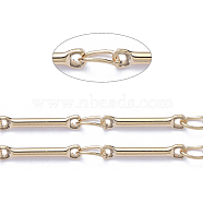 3.28 Feet Brass Bar Link Chains, Soldered, Real 18K Gold Plated, 13x2x1.2mm(X-CHC-R126-13G)