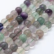 Natural Fluorite Beads Strands, Round, 8mm, Hole: 1.2mm, about 49pcs/strand, 15.35 inch(39cm)(G-E484-01)