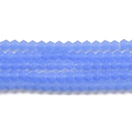 Imitation Jade Frosted Glass Bead Strands, Faceted, Bicone, Cornflower Blue, 4x4mm, Hole: 1mm, about 82~85pcs/strand, 12.01~12.2 inch(30.5~31cm)(EGLA-A039-J4mm-MD04)