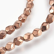 Electroplated Non-magnetic Synthetic Hematite Bead Strand, Oval, Faceted, Copper Plated, 5x4x4mm, Hole: 0.7mm, about 80pcs/strand, 15.7 inch(40cm)(G-E498-06B-04)