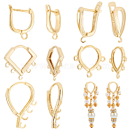 20Pcs 5 Styles Brass Hoop Earring Finding, with Horizontal Loops, Long-Lasting Plated, Twist Rhombus & Teardrop, Real 24K Gold Plated, 15~22x11~17x1.5~5mm, Hole: 1~2mm, Pin: 0.8~1mm, 4Pcs/style(KK-HY0003-47)