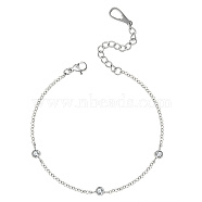 Elegant Minimalist Stainless Steel Link Bracelets, with Mosaic Moissanite Decoration(LH5681-2)