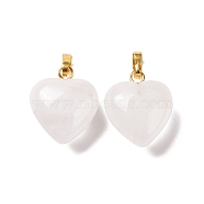 Natural Quartz Crystal Pendants, Rock Crystal Pendants, with Golden Tone Brass Findings, Heart Charm, 18x15~15.5x6~8mm, Hole: 6x3mm(G-I311-A12-G)