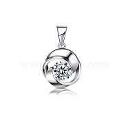 Elegant 925 Sterling Silver Cubic Zirconia Rose Flower Pendant Necklaces, Silver, (NJ3473-1)