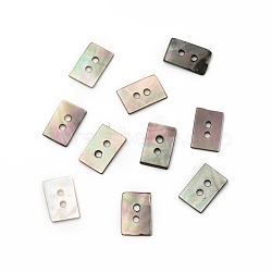 2-Hole Natural Black Lip Shell Buttons, Rectangle, 12.5x8x1.5mm, Hole: 1.5mm(BSHE-G029-14)