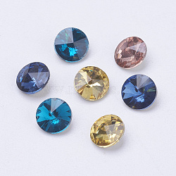Glass Point Back Rhinestone, Rivoli Rhinestone for DIY Jewelry, Back Plated, Faceted Cone, Mixed Color, 6mm, about 720pcs/bag(RGLA-D001-6mm-M)