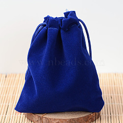 Velvet Pouches, Gift Bags, Rectangle, Dark Blue, 12x10cm(TP-UK0002-10x12-03)