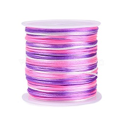 Polyester Cords, Satin Rattail Cord, Segment Dyed Chinese Knotting Cord, Polyester Cords String for Beading Jewelry Making, Orchid, 1mm, about 49.21 Yards(45m)/Roll(OCOR-YW0001-03B)