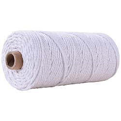 Cotton String Threads for Crafts Knitting Making, White, 3mm, about 109.36 Yards(100m)/Roll(KNIT-PW0001-01-03)