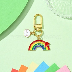 Rainbow Color Alloy Enamel Pendant Decorations, with Alloy Clasps, Rainbow, 52mm, Pendant: 12~19mm(HJEW-YW00001-02)