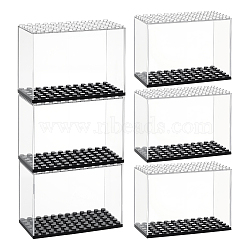 Rectangle Plastic Minifigure Display Case with Black Base, for Figures, Clear, 9.6x4.8x6.9cm(ODIS-WH0004-14)