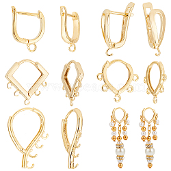 20Pcs 5 Styles Brass Hoop Earring Finding, with Horizontal Loops, Long-Lasting Plated, Twist Rhombus & Teardrop, Real 24K Gold Plated, 15~22x11~17x1.5~5mm, Hole: 1~2mm, Pin: 0.8~1mm, 4Pcs/style(KK-HY0003-47)