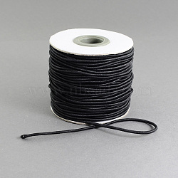 Round Elastic Cord, with Nylon Outside and Rubber Inside, Black, 1.2mm, about 109.36 yards(100m)/roll(EC-R001-1.2mm-038A)