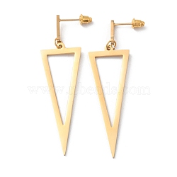 Alloy Hollow Out Triangle Dangle Stud Earrings for Women, Golden, 66.5mm, Pin: 0.7mm(EJEW-WH0018-31G)