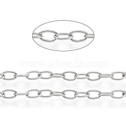 304 Stainless Steel Cable Chains, Soldered, with Card Paper, Oval, Stainless Steel Color, Links: 4x2.5x0.5mm(X-CHS-L024-013A)