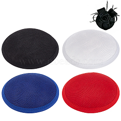 4Pcs 4 Colors Imitation Hemp Round Fascinator Hat Base for Millinery, Mixed Color, 128~129x20mm, 1pc/color(AJEW-BC0007-36)