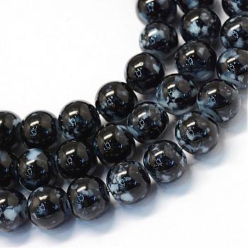 Baking Painted Glass Round Bead Strands, Black, 8.5~9mm, Hole: 1.5mm, about 105pcs/strand, 31.8 inch