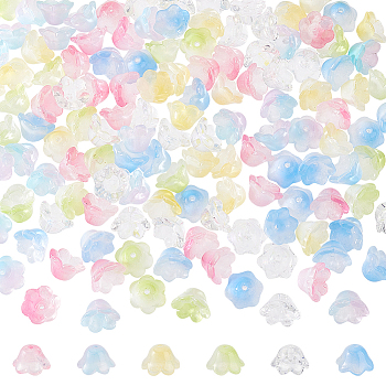 6 Colors Handmade Lampwork Beads, Flower, Mixed Color, 7x12x11mm, Hole: 1.2mm, 1set/color