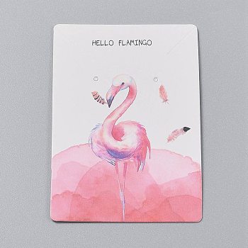 Cardboard Jewelry Display Cards, for Hanging Earring & Necklace Display, Rectangle, Flamingo, Flamingo Pattern, 9x6x0.05cm, Hole: 0.2cm, 100pcs/bag