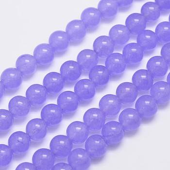 Natural & Dyed Malaysia Jade Bead Strands, Round, Medium Purple, 8mm, Hole: 1.0mm, about 48pcs/strand, 15 inch