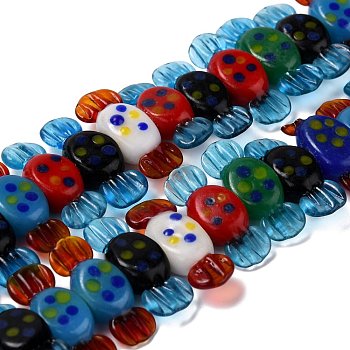 Handmade Lampwork Beads Strands, Candy, Colorful, 8~9x24~25.5x6.5mm, Hole: 2mm, about 40pcs/strand, 13.98 inch(35.5cm)