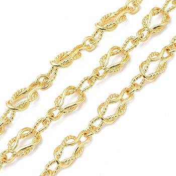 Alloy Link Chains, with Spool, Long-Lasting Plated, Unwelded, Golden, 7~22x7~10x1.5~4mm, about 10.93 yards(10m)/roll
