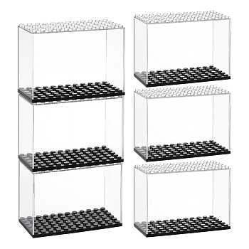 Rectangle Plastic Minifigure Display Case with Black Base, for Figures, Clear, 9.6x4.8x6.9cm