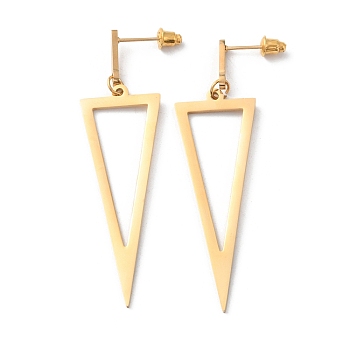 Alloy Hollow Out Triangle Dangle Stud Earrings for Women, Golden, 66.5mm, Pin: 0.7mm