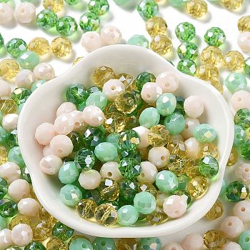 Glass Beads, Faceted, Rondelle, Medium Sea Green, 8x6mm, Hole: 1mm, about 1210pcs/500g
