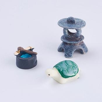 Resin DIY Garden Ornament, Mini Animal, Micro Landscape Dollhouse Decoration, Small Tortoise, Mixed Color, 13.5~26x13.5~20x9~17mm, 3pcs/set