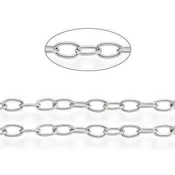 3.28 Feet 304 Stainless Steel Cable Chains, Soldered, with Card Paper, Oval, Stainless Steel Color, Links: 4x2.5x0.5mm