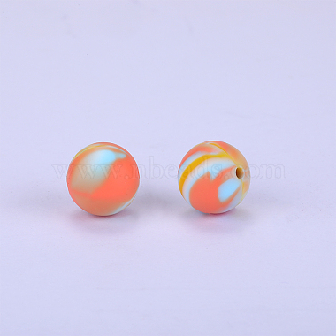 Orange Round Silicone Beads