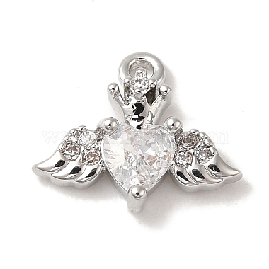 Platinum Clear Wing Brass+Cubic Zirconia Charms