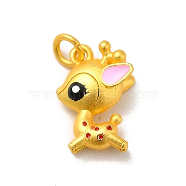 Matte Gold Color Pink Deer Alloy+Enamel Pendants