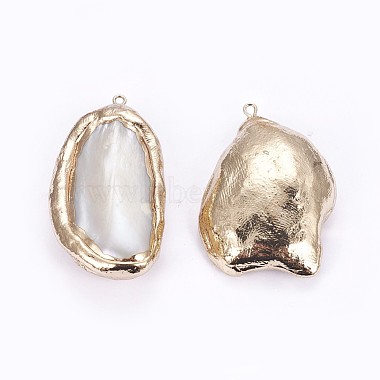 Galvanoplastie perle baroque naturelle gros pendentifs perle keshi(PEAR-F010-02G)-2