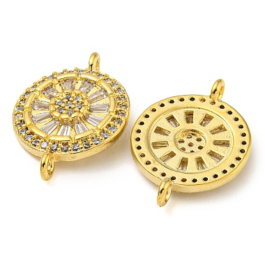 Rack Plating Brass Pave Cubic Zirconia Wheel Connector Charms(KK-Z063-28G-01)-2