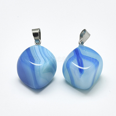 Natural Banded Agate/Striped Agate Pendants(G-T122-19F)-2