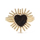 Black Cubic Zirconia Heart Sun Adjustable Ring(RJEW-C028-03G)-2