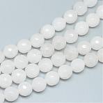 Natural White Jade Beads Strands, Faceted, Round, White, 8mm, Hole: 1mm, about 45~47pcs/strand, 14.4~15.2 inch(G-R346-8mm-08)