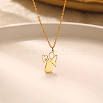 304 Stainless Steel Mother Child Silhouette Mama Pendant Necklaces for Women, Real 18K Gold Plated, 17.72 inch(45cm)(WI4645-1)