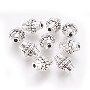 Tibetan Style Alloy Beads, Lead Free & Cadmium Free, Bicone, Antique Silver, about 8mm in diameter, 10mm long, hole: 2mm(LF1056Y)
