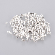 1700pcs 1.5mm Brass Tube Crimp End Beads, Cadmium Free & Lead Free, Silver Color Plated, hole: 1mm,1700pcs/10g(X-E001-S)