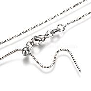 Adjustable Electroplate Brass Venetian Chain Necklace Making, Long-Lasting Plated, with Lobster Claw Clasps and Round Beads, Platinum, 18.3 inch(46.5cm)(X-MAK-L028-02P)